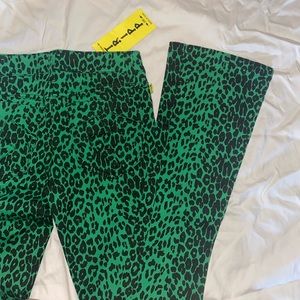 TRIPP NYC GREEN LEOPARD PRINT BOOTCUT JEANS